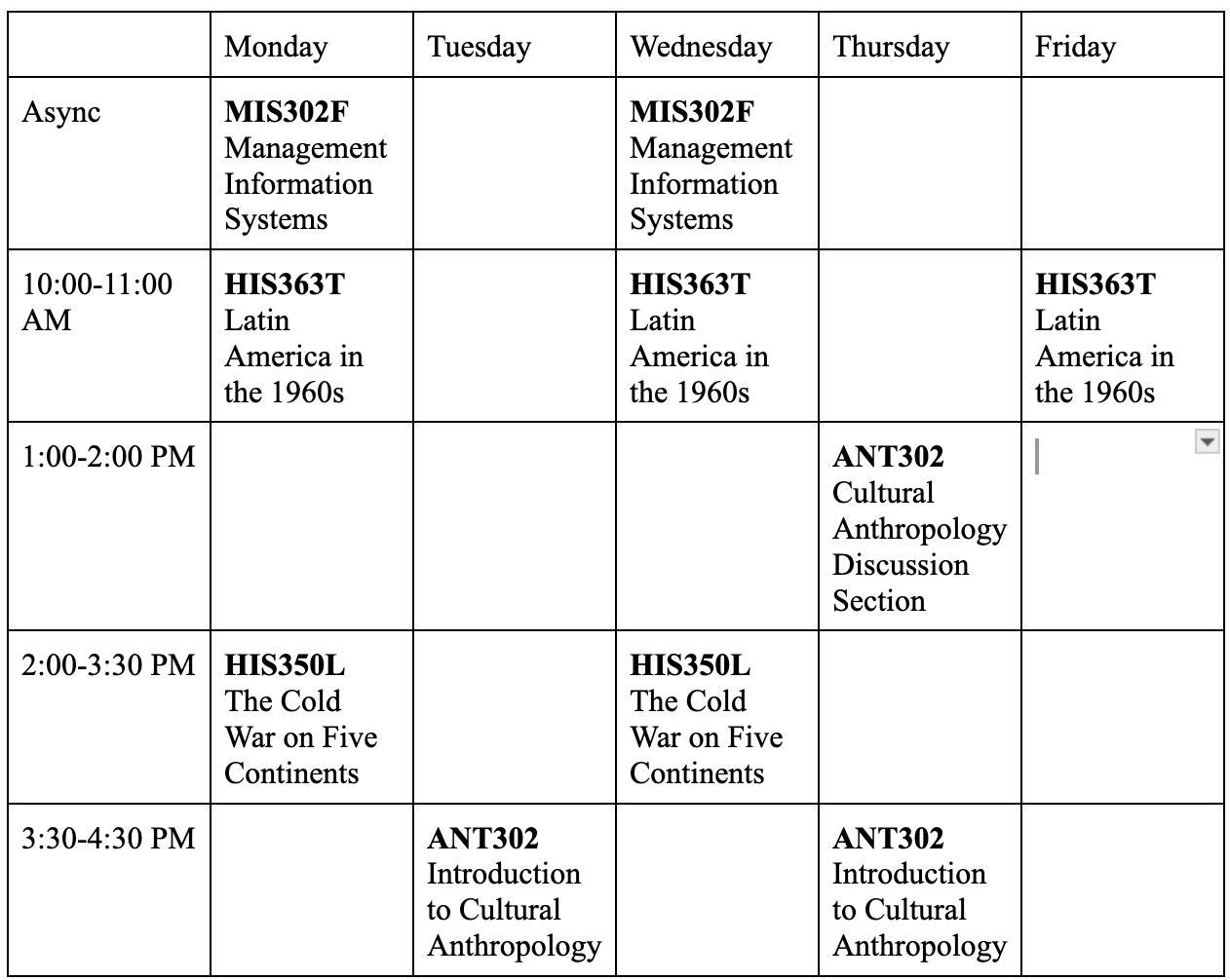 My Course Schedule
